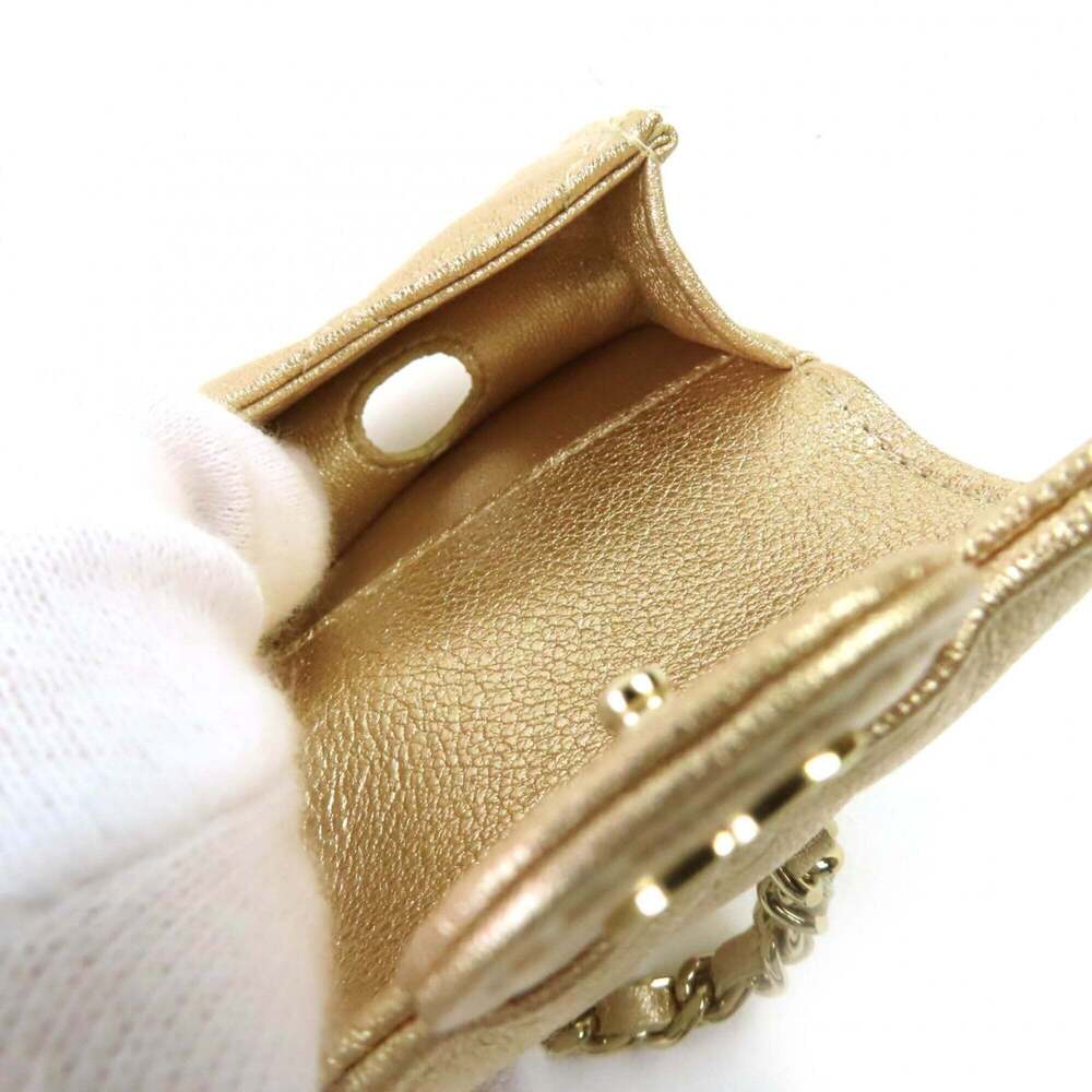 CHANEL Gold Lambskin Leather Logo Wallet - Picture 10 of 16